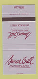 Matchbook Cover - Simcoe Grill Restaurant Toronto ON 30 Strike