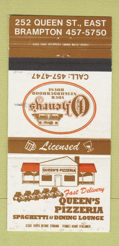 Matchbook Cover - O'Henry's Queen's Pizza Brampton ON 30 Strike