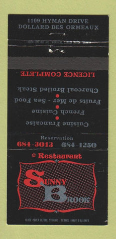 Matchbook Cover - Sunny Brook Restaurant QC? 30 Strike