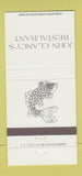 Matchbook Cover - John Clancy's Restaurant New York City 30 Strike