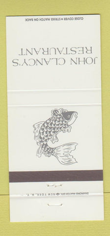 Matchbook Cover - John Clancy's Restaurant New York City 30 Strike