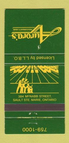 Matchbook Cover - Aurora's Pizza Spaghetti House Sault Ste Marie ON 30 Strike