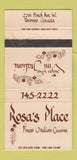 Matchbook Cover - Rosa's Place Toronto ON Italian 30 Strike