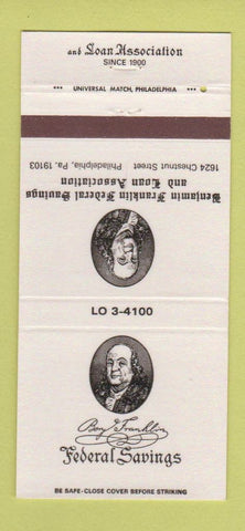 Matchbook Cover - Benjamin Franklin Federal Savings Philadelphia PA 30 Strike