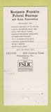 Matchbook Cover - Benjamin Franklin Federal Savings Philadelphia PA 30 Strike