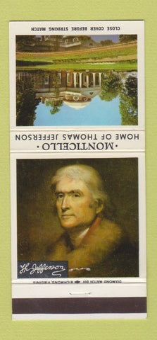 Matchbook Cover - Monticello Thomas Jefferson Charlottesville VA 30 Strike