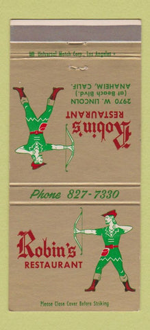 Matchbook Cover - Robin's Restaurant Anaheim CA WEAR 30 Strike