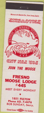 Matchbook Cover - Matchbook Cover Moose Lodge Fresno CA