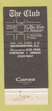 Matchbook Cover - The Club Restaurant Washington DC 30 Strike