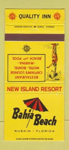 Matchbook Cover - Bahia Beach Ruskin FL Quality Inn 30 Strike