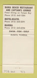 Matchbook Cover - Bahia Beach Ruskin FL Quality Inn 30 Strike