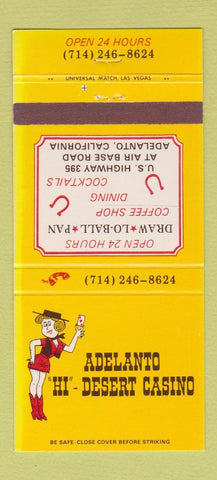 Matchbook Cover - Adelanto Hi Desert Casino CA girlie 30 Strike