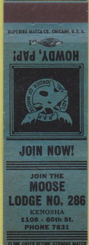 Matchbook Cover - Matchbook Cover Moose Lodge Kenosha WI Blatz