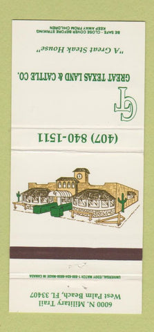 Matchbook Cover - Great Texas Land and Cattle West Palm Beach FL 30 Strike