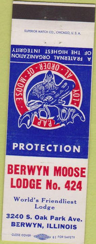 Matchbook Cover - Matchbook Cover Moose Lodge Berwyn IL