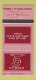 Matchbook Cover - 5th Avenue Restaurant WORN 30 Strike