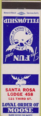Matchbook Cover - Matchbook Cover Moose Lodge Santa Rosa CA