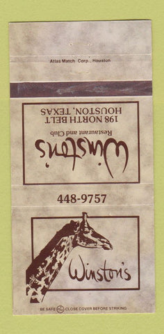 Matchbook Cover - Winston's Restaurant Houston TX Giraffe 30 Strike