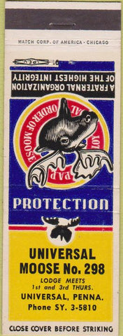Matchbook Cover - Matchbook Cover Moose Lodge Universal PA
