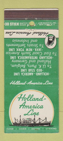 Matchbook Cover - Holland America Line Cruise Shipping?  30 Stick