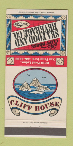 Matchbook Cover - Cliff House Seafood Beverage San Francisco CA 30 Strike