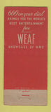 Matchbook Cover - WEAF Radio NBC WEAR 30 Stick