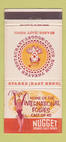 Matchbook Cover - Nugget Casino Sparks East Reno NV girlie WORN 30 Strike