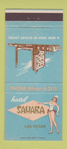 Matchbook Cover - Hotel Sahara Casino Las Vegas NV girlie 30 Strike