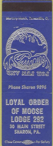 Matchbook Cover - Matchbook Cover Moose Lodge Sharon PA