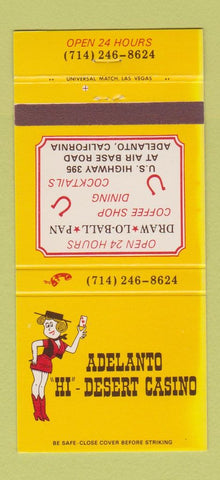 Matchbook Cover - Adelanto Hi Desert Casino CA girlie 30 Strike
