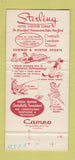Matchbook Cover - Sterling Hotel Motor Lodge Greenwood Lake NY 30 Strike