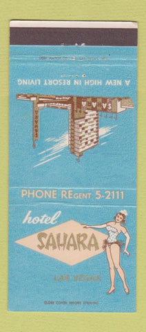 Matchbook Cover - Hotel Sahara Casino Las Vegas NV girlie 30 Strike