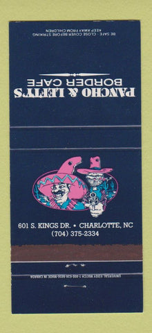 Matchbook Cover - Pancho & Lefty's Border Cafe Charlotte NC Mexican 30 Strike