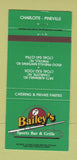 Matchbook Cover - Bailey's Sport Bar Pineville Charlotte NC 30 Strike