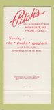 Matchbook Cover - Pitch's Restaurant Milwaukee WI 30 Strike