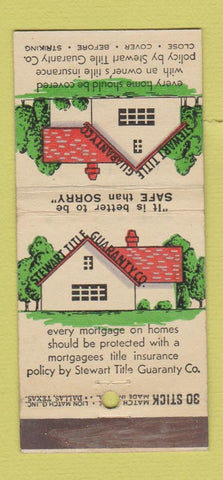 Matchbook Cover - Stewart Title Insurance Dallas TX WEAR 30 Stick