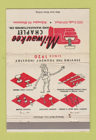 Matchbook Cover - Milwaukee Chaplet Milwaukee WI 40 Strike