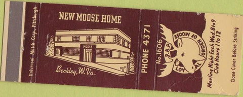 Matchbook Cover - Matchbook Cover Moose Lodge Beckley WV