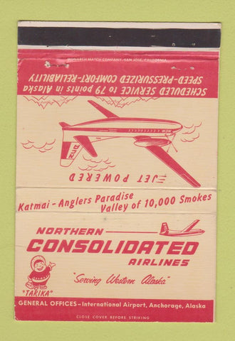 Matchbook Cover - Northern Consolidated Airlines WEAR Alaska AK 40 Strike