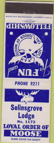Matchbook Cover - Matchbook Cover Moose Lodge Selinsgrove PA