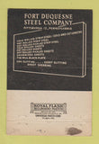 Matchbook Cover - Fort Duquesne Steel Company Pittsburgh PA 40 Strike