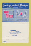 Matchbook Cover - Century Federal Savings Brentwood Santa Monica CA #2 40 Strike