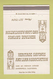Matchbook Cover - Heritage Savings and Loan Bakersfield CA 40 Strike