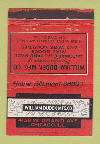 Matchbook Cover - William Dudek Manufacturing Chicago IL ARROW WEAR 40 Strike