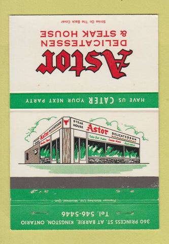 Matchbook Cover - Astor Deli Steak Kingston ON 40 Strike