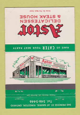 Matchbook Cover - Astor Deli Steak Kingston ON 40 Strike