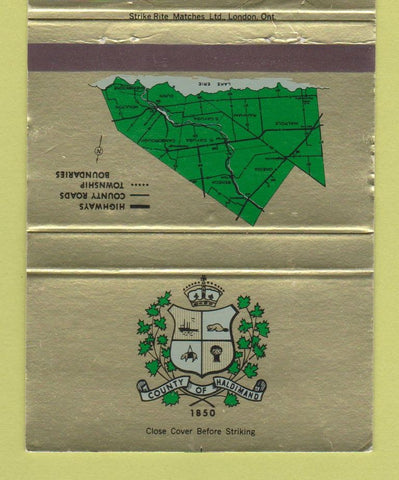Matchbook Cover - County Of Haldimand ON Cayuga WEAR 40 Strike