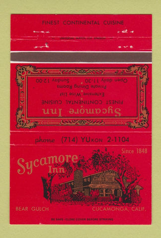 Matchbook Cover - Sycamore Inn Cucamonga CA 40 Strike