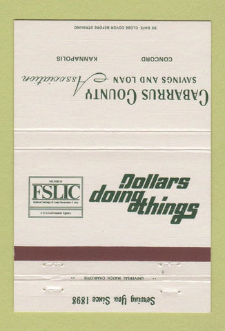 Matchbook Cover - Cabarrus County savings Loan Concord Kannapolis NC 40 Strike