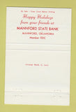 Matchbook Cover - Manneford State Bank Manneford OK Christmas 40 Strike